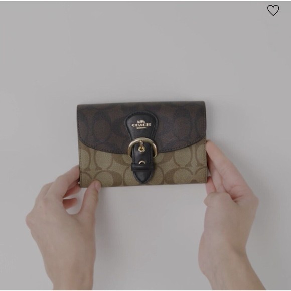 Coach C6897 Kleo Wallet In Blocked Signature Canvas Khaki Brown NWT Org $228 - Picture 7 of 9